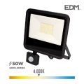 Foco proyector led 50w 4000 lm 4000k luz dia con sensor de presencia edm